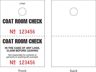 Generic Coat Check Tickets