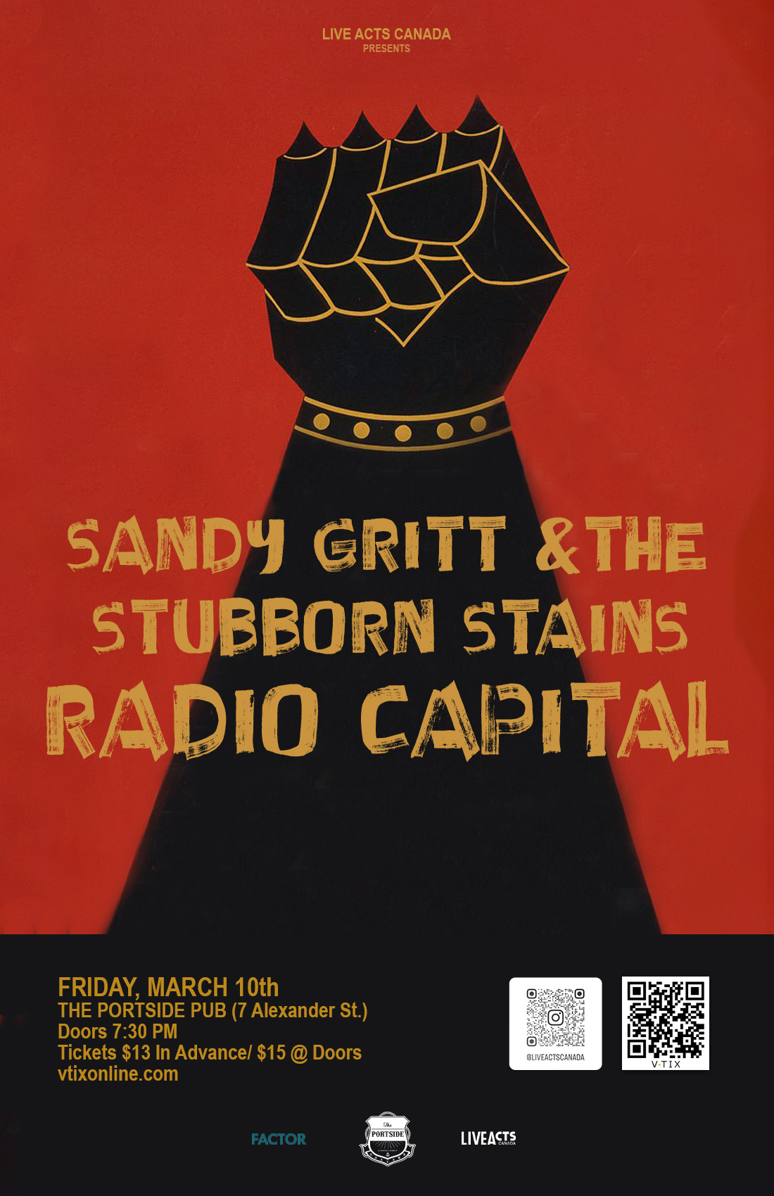 Sandy Gritt & The Stubborn Stains with Special Guests Radio Capital