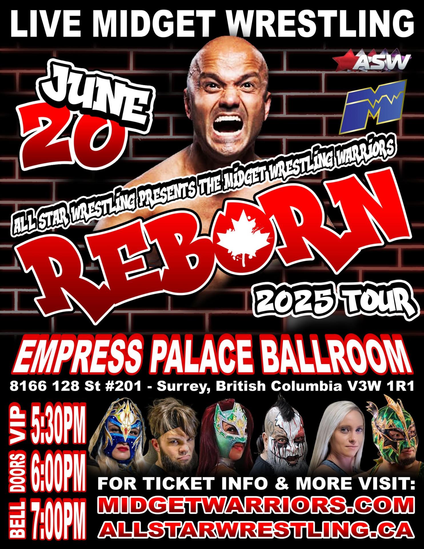 ALL STAR WRESTLING PRESENTS Midget Wrestling Warriors Reborn 2025 Tour Surrey
