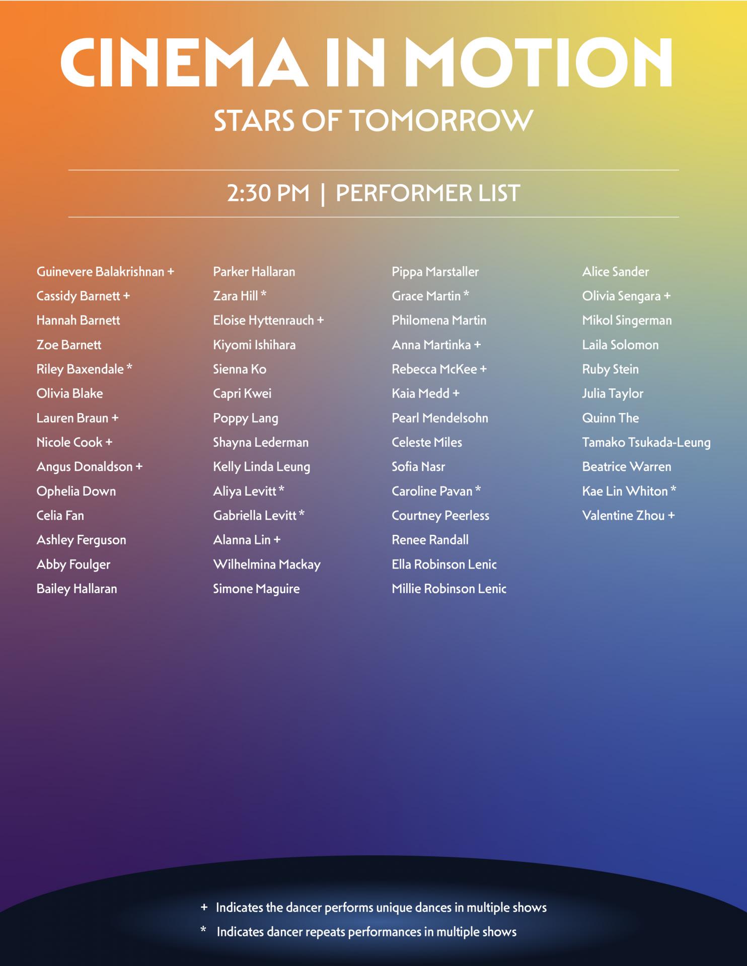 Stars of Tomorrow: Cinema in Motion (Afternoon Show)