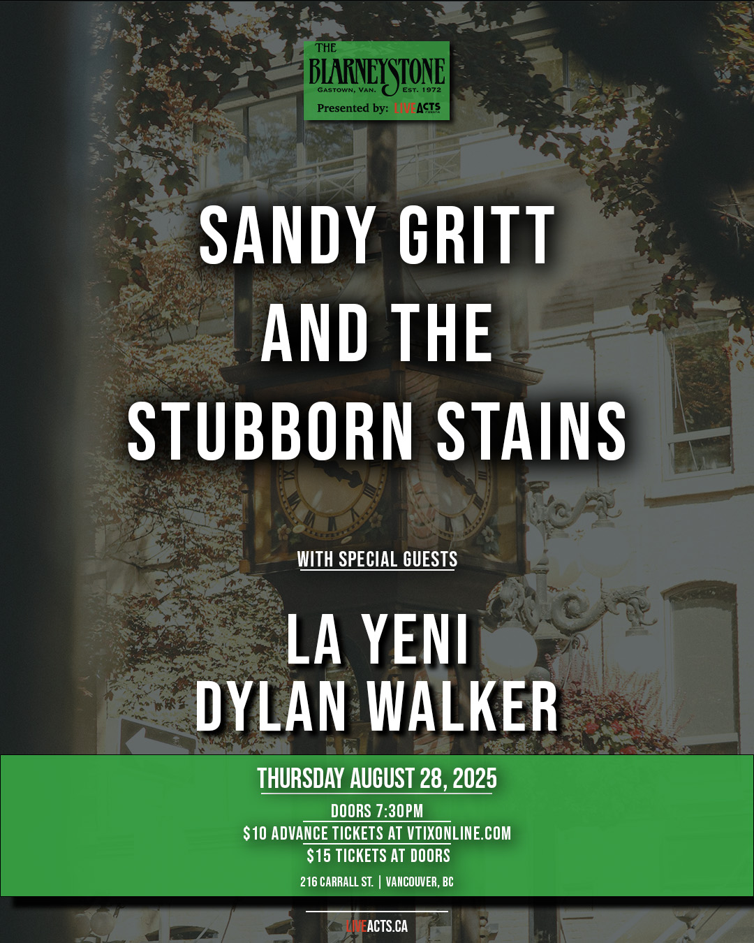 Sandy Gritt & the Stubborn Stains w/ La Yeni, Dylan Walker