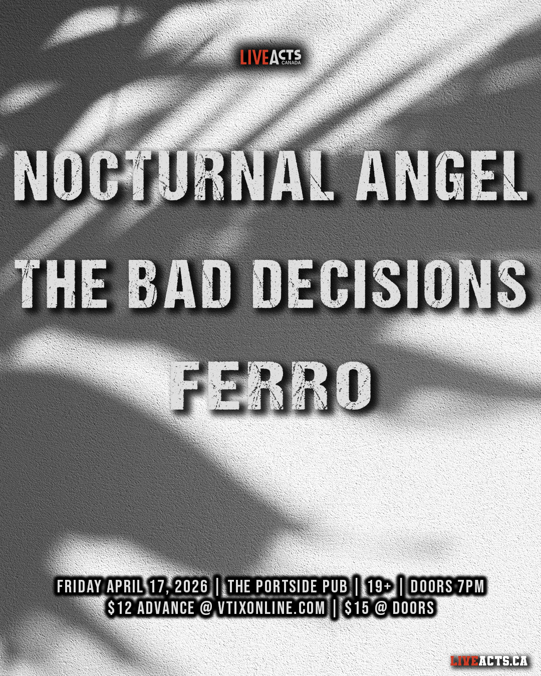 Nocturnal Angel w/ The Bad Decisions, Ferro